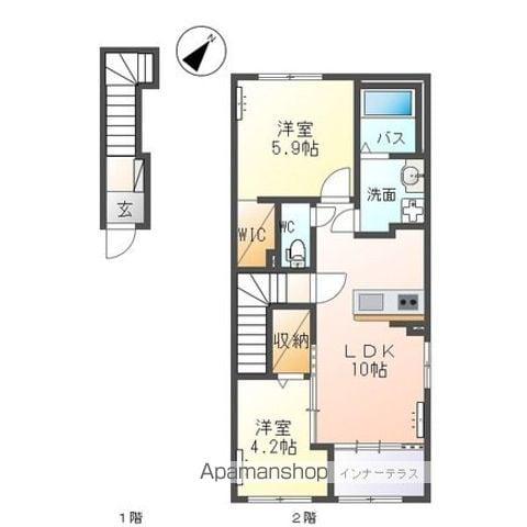 土浦市中村南アパート(2LDK/2階)の間取り写真