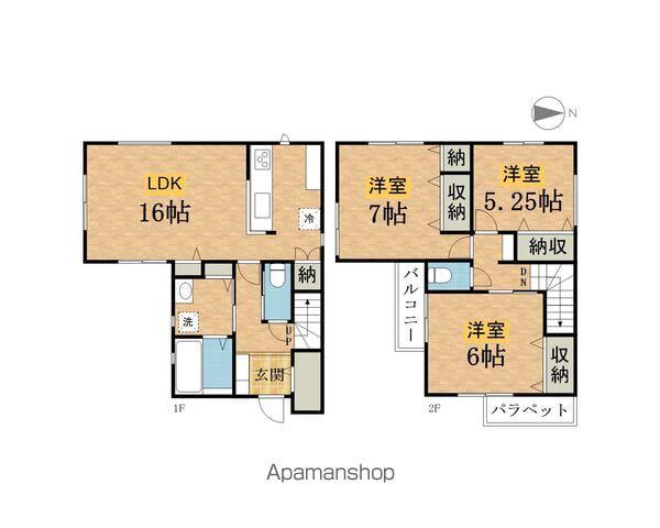 京王電鉄高尾線 山田駅(東京) 徒歩10分 2階建 築1年(3LDK)の間取り写真