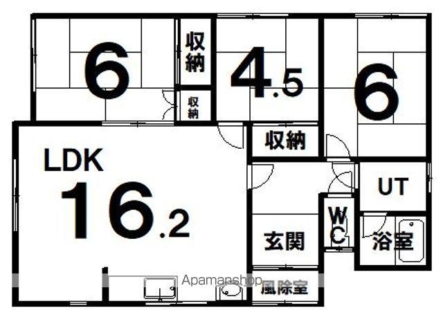 根室本線 新大楽毛駅 徒歩11分 1階建 築42年(3LDK)の間取り写真