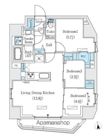 プライムブリス新御徒町(3LDK/9階)の間取り写真