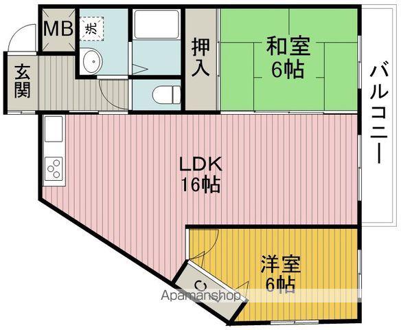リベルテ豊中本町(2LDK/3階)の間取り写真