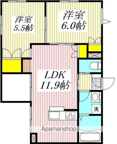 LAU CALM(2LDK/2階)の間取り写真