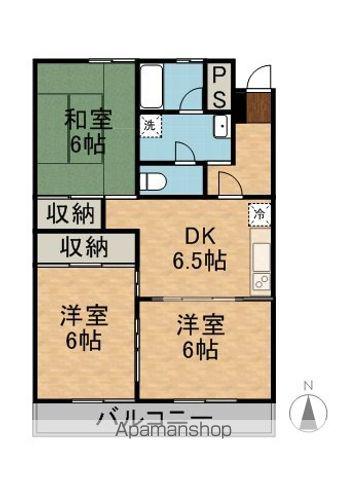 箱清水ハイツ(3DK/1階)の間取り写真