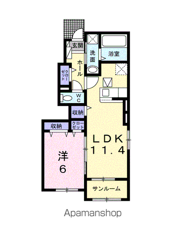 フォルトゥーナⅢ(1LDK/1階)の間取り写真