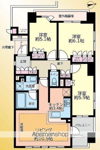 グランスイート上石神井(3LDK/3階)の間取り写真