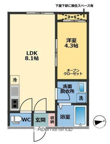 メゾン・ドゥ・アッシュ松戸Ⅱ(1LDK/1階)の間取り写真