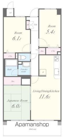 バウムドルフ(3LDK/3階)の間取り写真