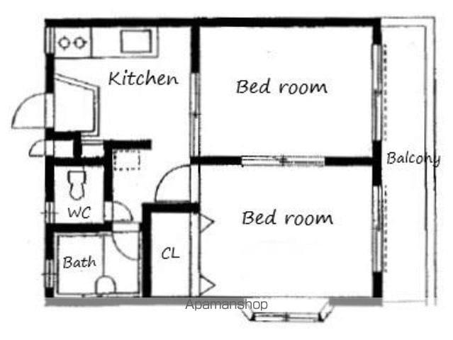 メゾン松庵(2K/2階)の間取り写真