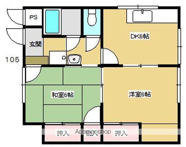 コーポアダチB棟(2DK/1階)の間取り写真