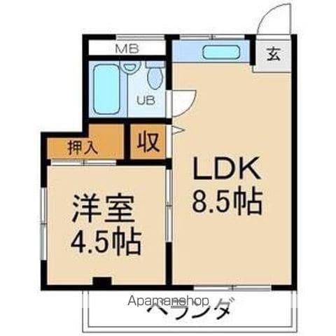 隆生ハイツ(1LDK/3階)の間取り写真
