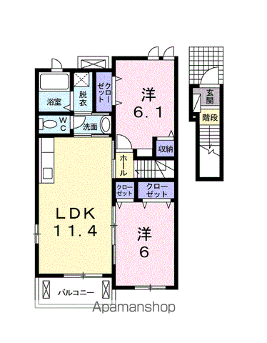 グレイスVILLAⅡ(2LDK/2階)の間取り写真