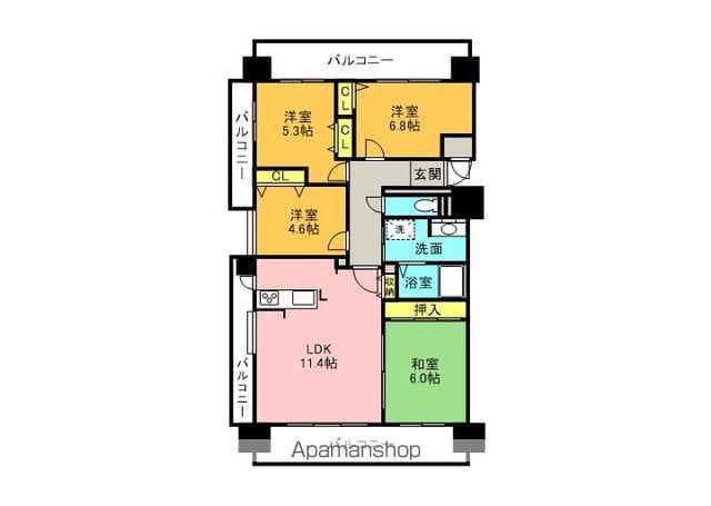 サンシティ郡山(4LDK/5階)の間取り写真