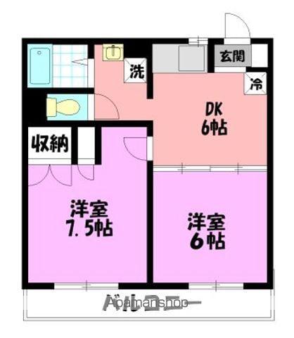 湘南ルナテラス(2DK/2階)の間取り写真
