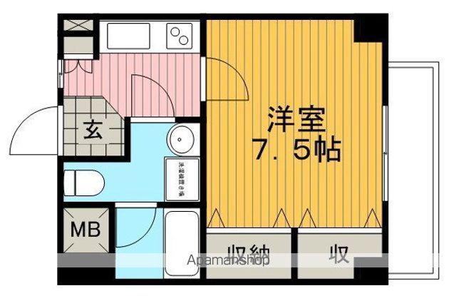 シャインビュー豊中(1K/4階)の間取り写真