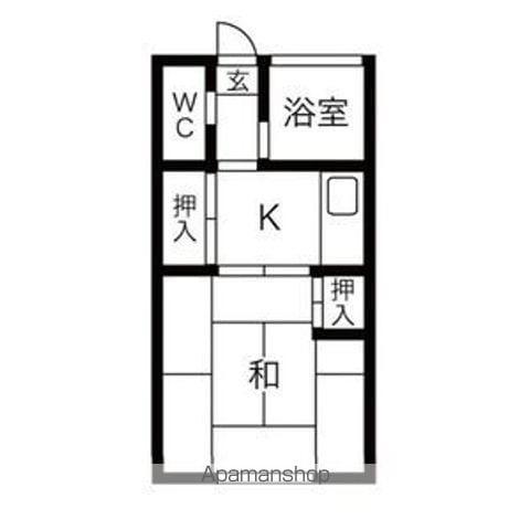 コーポフジ(1K/2階)の間取り写真
