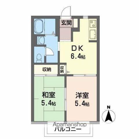 ロイヤルバレーB(2DK/1階)の間取り写真