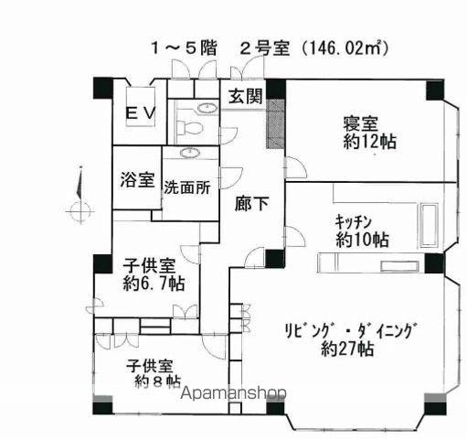 グランド・ビュー・ヒロシマ(3LDK/5階)の間取り写真