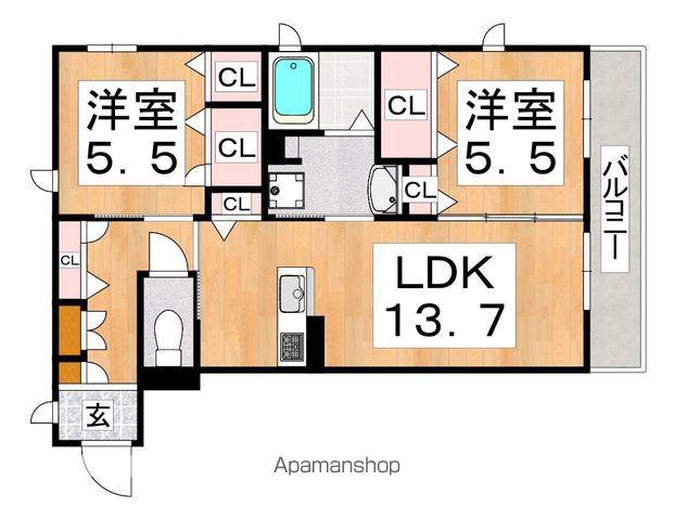 グランドレジデンス東田辺(2LDK/1階)の間取り写真