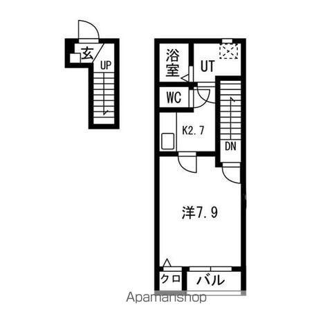 コハル・ファミリアⅡ(1K/2階)の間取り写真