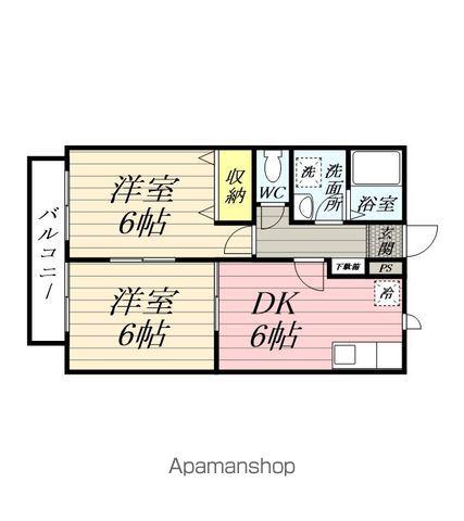 グリーンコート江ヶ崎A棟(2DK/1階)の間取り写真