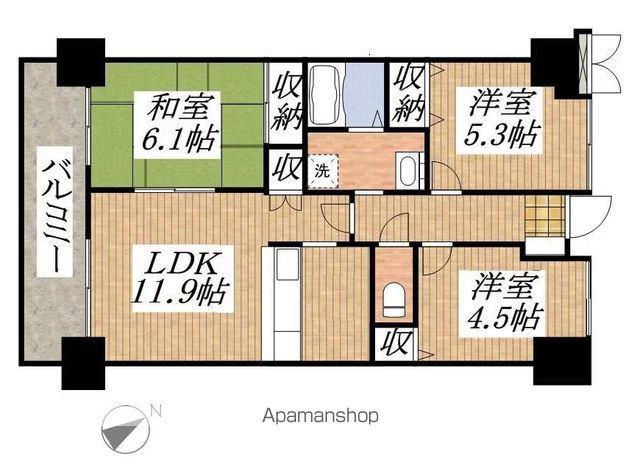 ラフィネ立川(3LDK/5階)の間取り写真