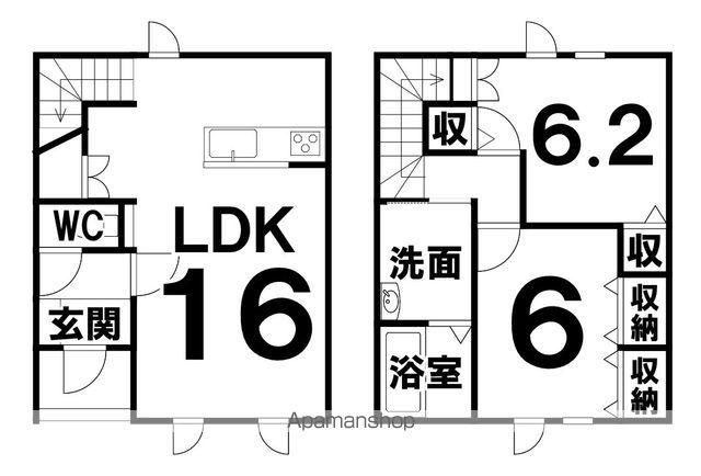 東1南6長屋(2LDK/1階)の間取り写真