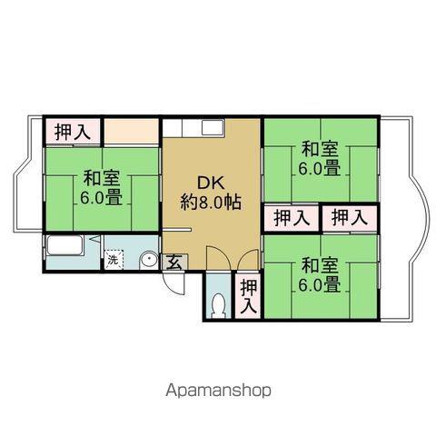 玉井ハイツ(3DK/4階)の間取り写真