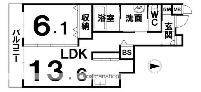 根室本線 帯広駅 徒歩70分 2階建 築26年(1LDK/1階)の間取り写真