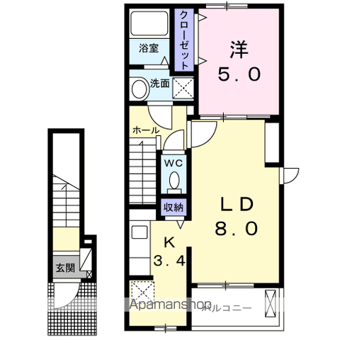 コンフォートヴィラ(1LDK/2階)の間取り写真