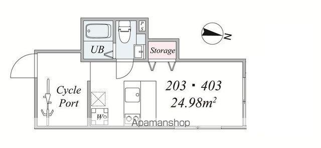 THE TRIAS MISHUKU(1K/3階)の間取り写真