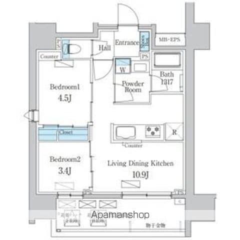 デュオフラッツ今池フレア(2LDK/6階)の間取り写真
