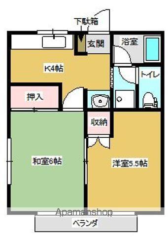 コーポネモト(2K/2階)の間取り写真