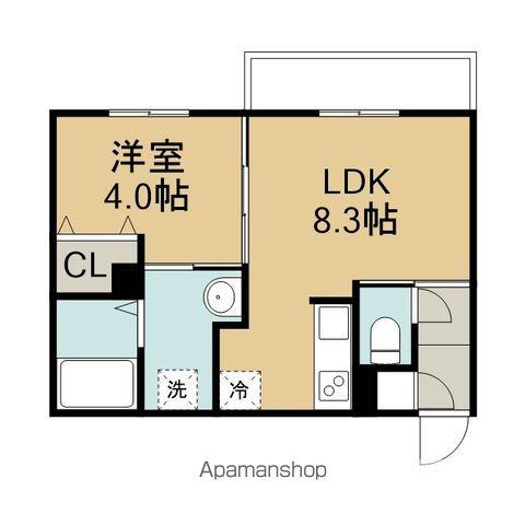 黄金北3丁目MS A棟(1LDK/4階)の間取り写真