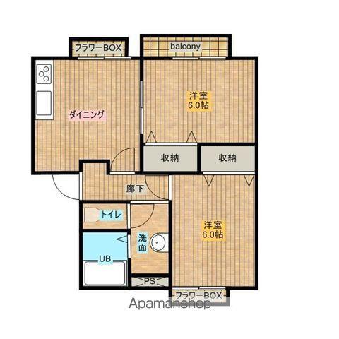 フェアステージノアC(2DK/1階)の間取り写真