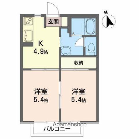 サンテラスS(2K/2階)の間取り写真