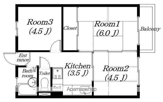 コーポサニー(3K/2階)の間取り写真