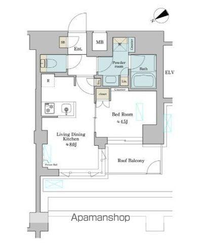 BRILLIA IST 門前仲町(1LDK/7階)の間取り写真