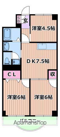 ロイヤルシオン刈部(3DK/7階)の間取り写真