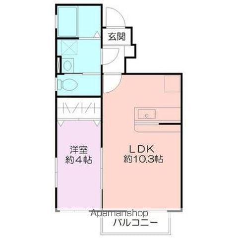 パセオⅡ(1LDK/1階)の間取り写真