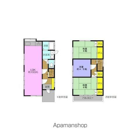 青梅線 小作駅 徒歩14分 2階建 築35年(3LDK)の間取り写真