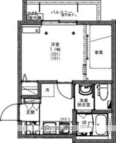 KEIAI RESIDENCE 北小金Ⅱ(1K/1階)の間取り写真