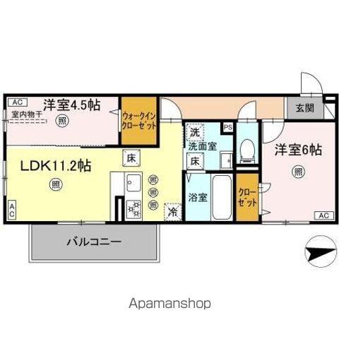 グランツェーレ鷹辻(2LDK/1階)の間取り写真