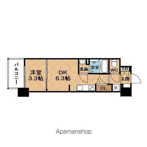 BPRRESIDENCETEMMABASHI(1DK/9階)の間取り写真