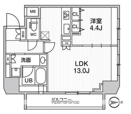 ジェノヴィア浅草橋2スカイガーデン(1LDK/13階)の間取り写真
