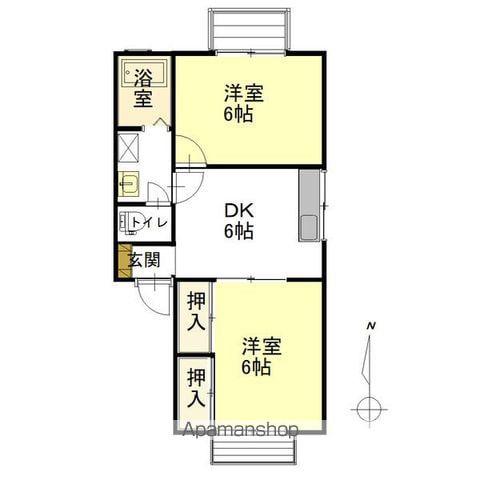メゾン久遠Ⅱ(2DK/1階)の間取り写真