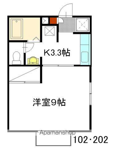 ハッピーベル(1K/2階)の間取り写真