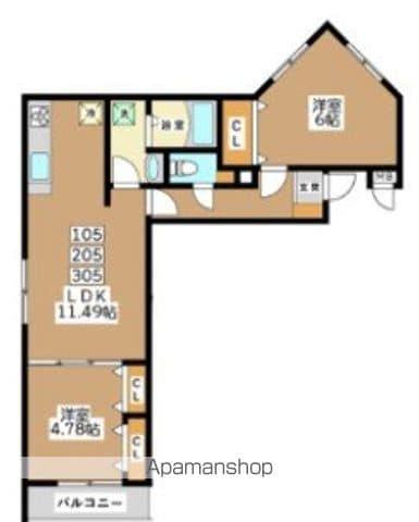 ミリアビタ長洲(2LDK/1階)の間取り写真