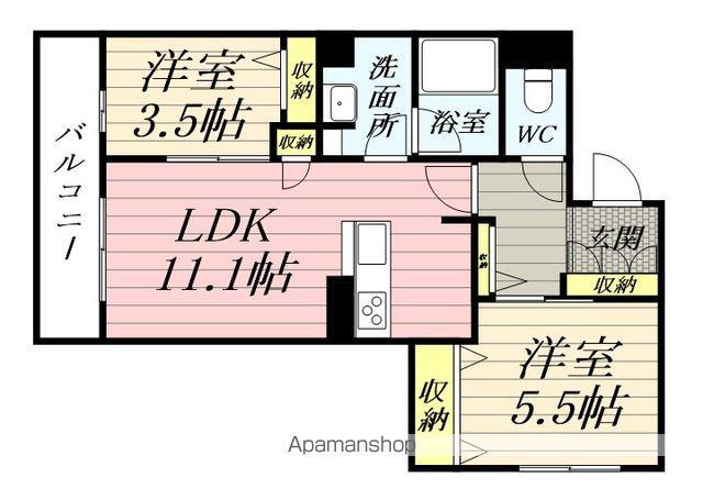 シーディア(2LDK/3階)の間取り写真