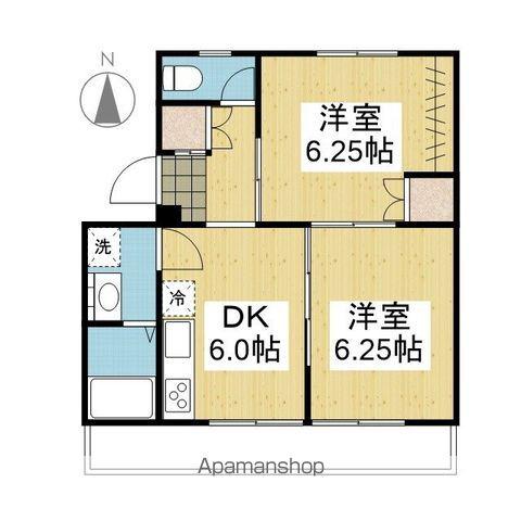 アルト堀江2号棟(2DK/3階)の間取り写真
