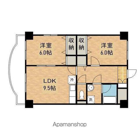 インペリアルパレスFUJIYA(2LDK/6階)の間取り写真